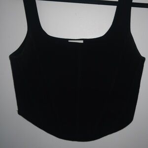 ARITZIA Wilfred Black Cropped Corset Knit Top